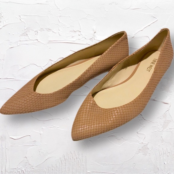 Nine West Onlee Leather Ballet Flat in Nudie Pink w Pointed Toe Women’s SZ 8.5 - Picture 7 of 7